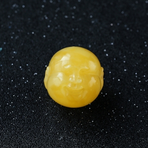 鸡油黄蜜蜡佛头珠