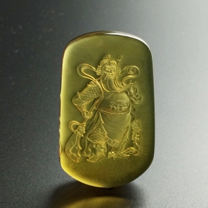 墨西哥蓝珀关公吊坠