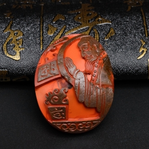柿子红南红达摩吊坠