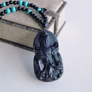 黑曜石观音挂件