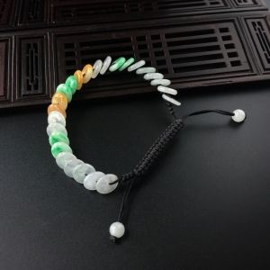 糯冰种三彩翡翠怀古手排