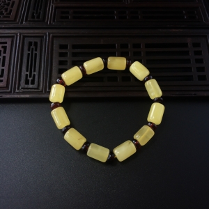 满黄蜜蜡桶珠手串
