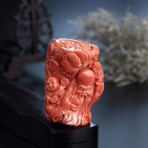 MOMO红珊瑚寿星小摆件