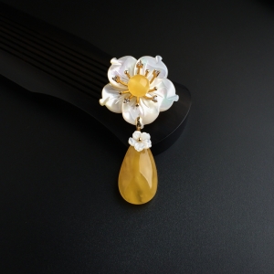 银镀金镶鸡油黄蜜蜡两用款