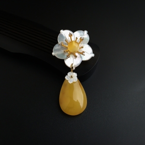 银镀金镶鸡油黄蜜蜡两用款