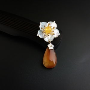 银镀金镶鸡油黄蜜蜡两用款