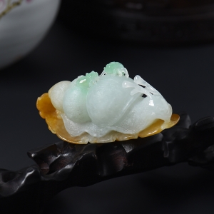 糯种福禄寿翡翠知足常乐吊坠