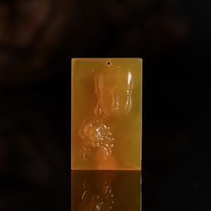 籽料冰种黄龙玉花开见佛吊坠