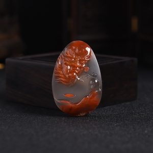 冰飘南红达摩吊坠