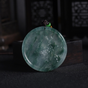 高冰种飘花翡翠喜上眉梢吊坠