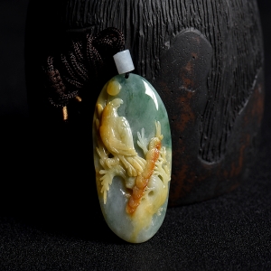 糯种俏色翡翠大展宏图吊坠