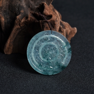 糯冰种飘花翡翠延年益寿吊坠