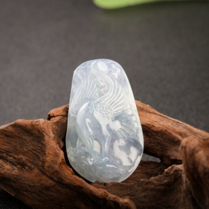 糯冰种浅紫翡翠大展宏图吊坠