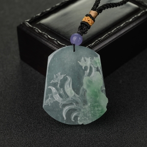 糯冰种飘翠翡翠蝶恋花吊坠