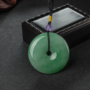糯种苹果绿翡翠平安扣吊坠