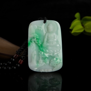 糯种飘翠翡翠花开见佛吊坠