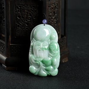 糯种飘翠翡翠寿星公吊坠