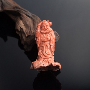 MOMO橘色珊瑚达摩摆件