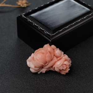 深水粉红珊瑚莲花吊坠