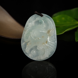糯冰种飘花翡翠大展宏图吊坠