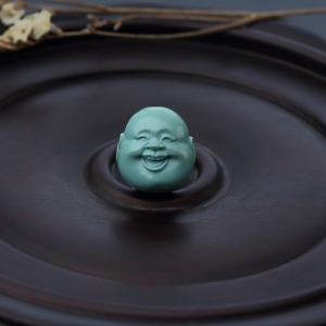 高瓷蓝绿绿松石佛头背云
