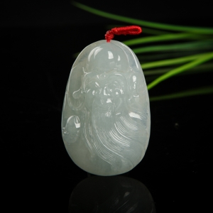糯种白色翡翠寿星吊坠