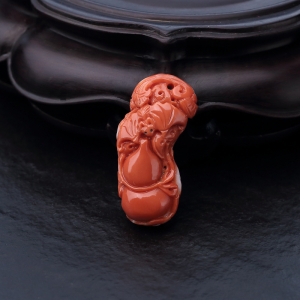 MOMO橘红珊瑚福禄双全吊坠