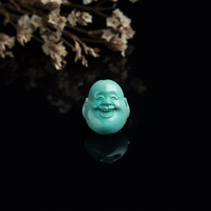 中高瓷浅蓝绿绿松石佛头背云