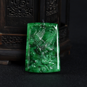 糯种翠绿翡翠英明神武吊坠