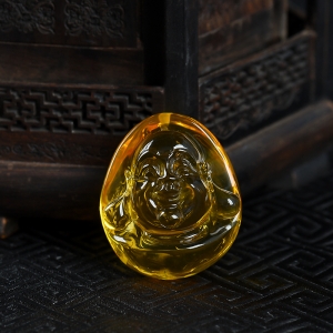金珀弥勒佛吊坠