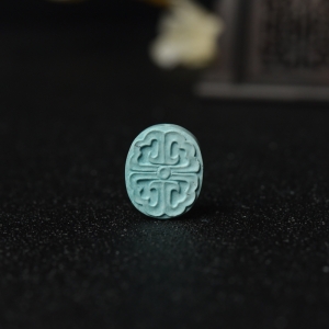 中高瓷铁线蓝绿松石雕花背云