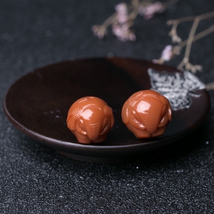 柿子红南红大象珠配件（两件）