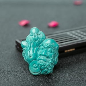 中高瓷蓝绿松石达摩吊坠