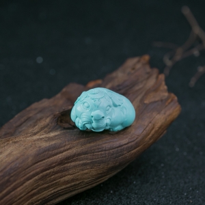 中瓷浅蓝绿松石吉祥吊坠