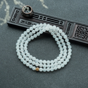 7.5mm糯冰种翡翠108佛珠