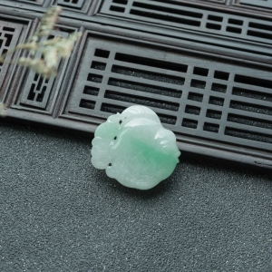 糯冰种飘翠翡翠金玉满堂吊坠