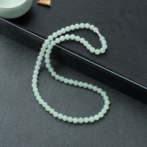 7mm糯冰种浅绿翡翠项链