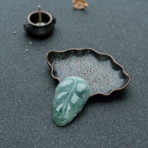 糯冰种飘花翡翠金枝玉叶吊坠