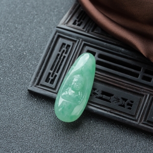 糯冰种苹果绿翡翠宝宝佛吊坠