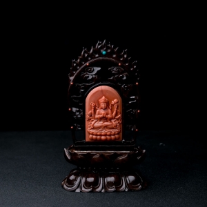 柿子红南红千手观音摆件