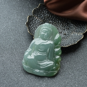 糯冰种俏色翡翠观音吊坠