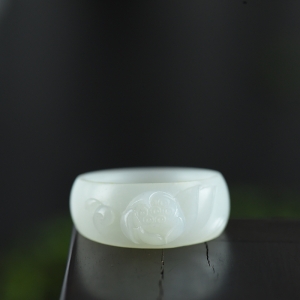 籽料和田白玉莲花指环