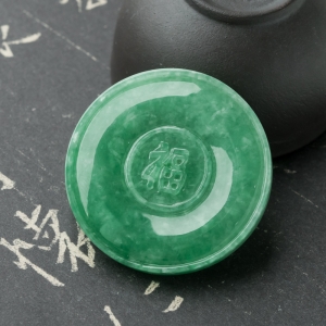 糯种豆绿翡翠戒面