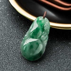 糯冰种飘翠翡翠福禄吊坠