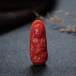 沙丁珊瑚观音吊坠