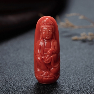 沙丁珊瑚观音吊坠