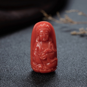 沙丁珊瑚观音吊坠