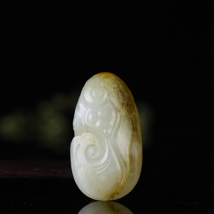 籽料和田白玉福如意吊坠