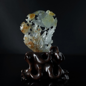 糯冰种飘红翡翡翠年年有余摆件