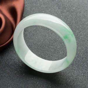 60.5mm糯冰种飘翠翡翠平安镯